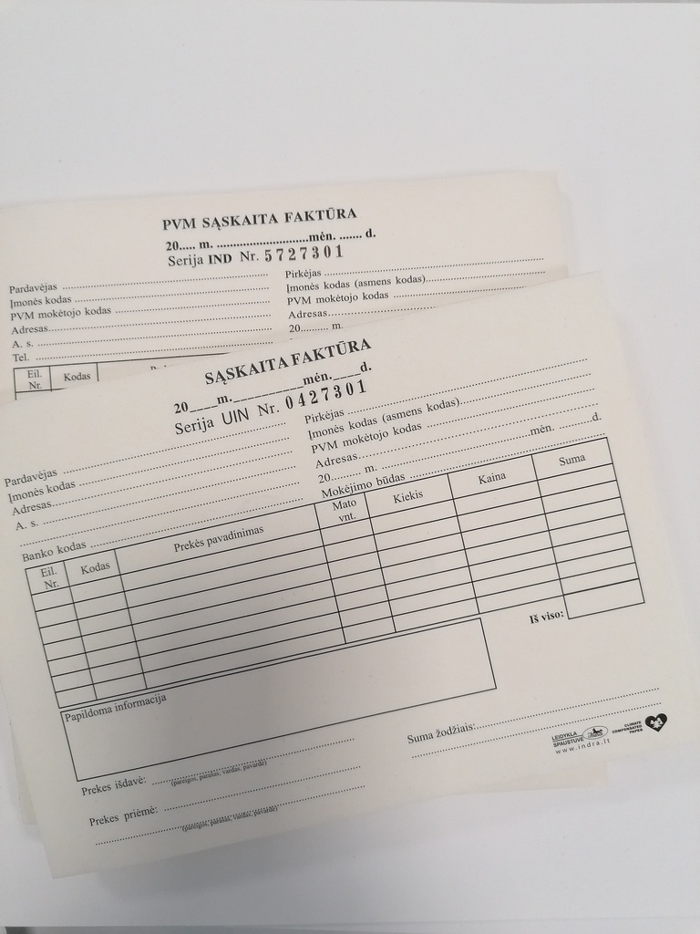 PVM sąskaitos faktūros / sąskaitos faktūros komplektas